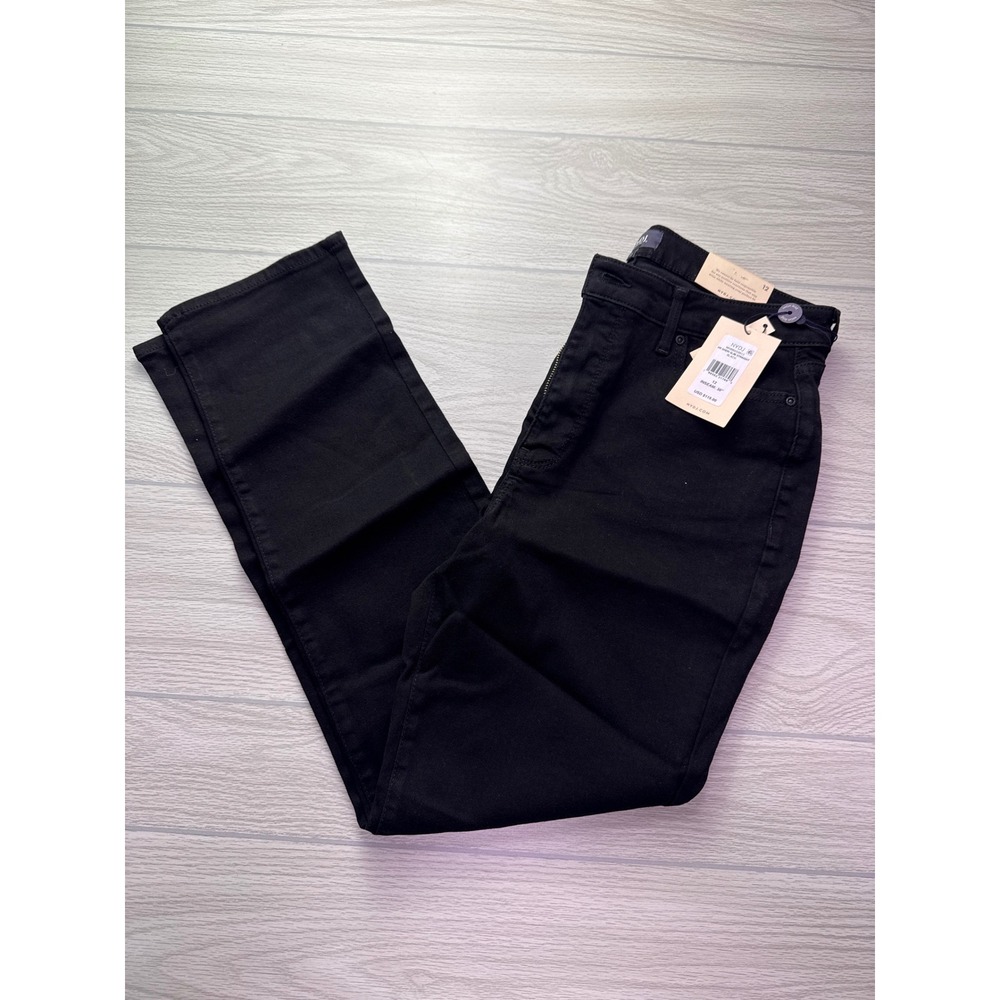 NYDJ HR Sheri Slim Straight Jeans In Classic Black Size 12 New With Tags